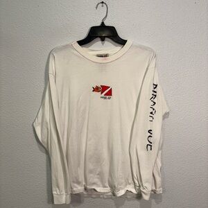 Pirana Joe Grand Turk White Long Sleeve Travel Destination Fishing Tshirt Large